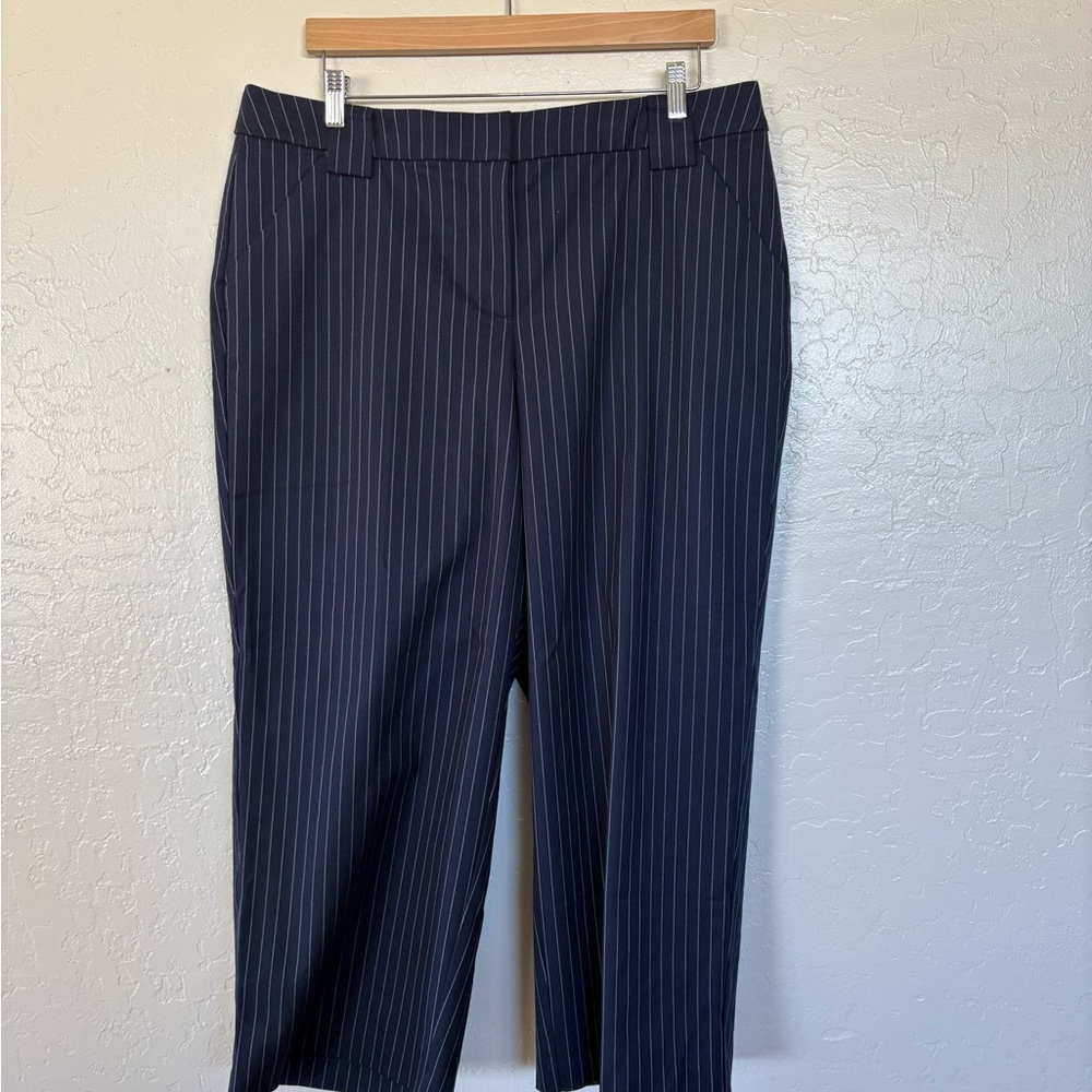 Lane Bryant Navy and White Pinstripe Dress Pants